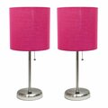 Diamond Sparkle Stick Lamp with USB charging port and Fabric Shade, Pink, 2PK DI2752005